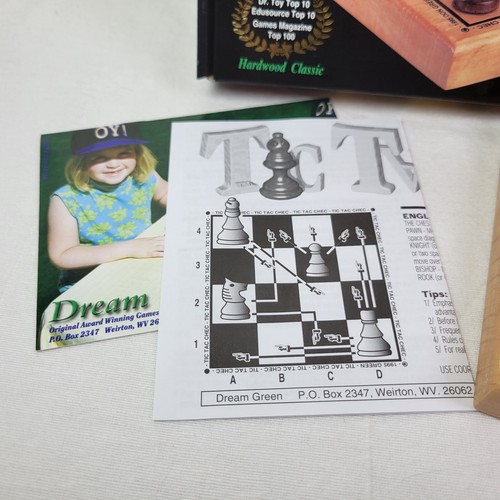 Tic Tac Chec Board Game Dream Green Games Hardwood Chess Alternative Tic Tac Toe - Picture 3 of 9