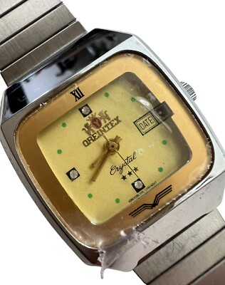 Vintage wristwatch OREINTEX Crystal 1990s. Men's mechanical watch working