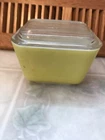 Vintage Green Pyrex 501B 12 oz 1 1/2 Cup Refrigerator Dish Ribbed Lid