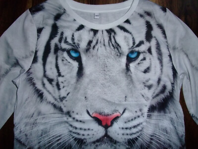 C&A Shirt Langarmshirt Mädchen 146 152 Winter weißer Tiger Schneetiger
