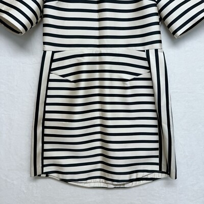 black and white striped dress short Tanya Taylor | Short Striped Cody Dress | Cream/classic Navy Multi Midi Dress