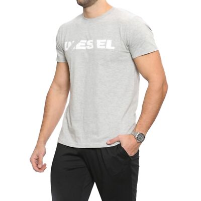 DIESEL T DIEGO BROK Mens Grey T Shirt Short Sleeve Crew Neck