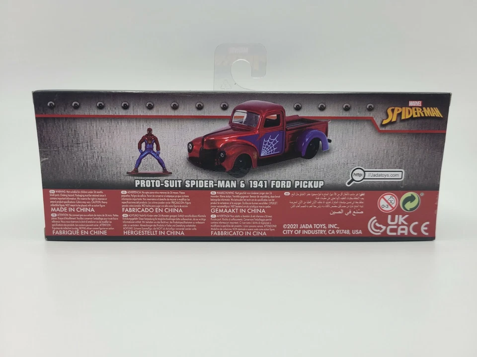 Jada 1:32 Marvel Spiderman Proto-Suit Spider-Man & 1941 Ford Pickup Novo Na Caixa - Imagem 4 de 4