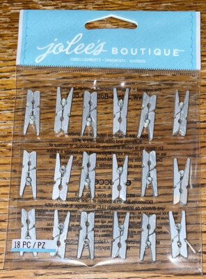 Jolees MINI CRAFT SILVER CLIPS REPEAT Wedding Baby Scrapbook Sticker Clothes Pin