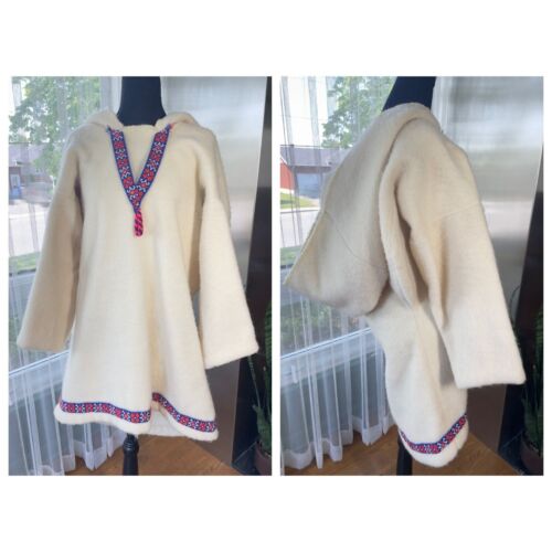 Vintage 60s Inuit Amauti 100% wool parka, built-in baby pouch coat, babywearer
