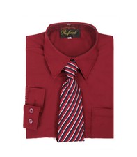 Boys Dress Shirt Formal burgundy wine matching tie for special occasion