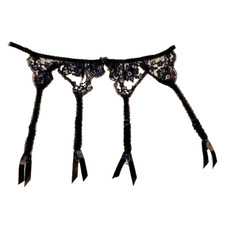 Vintage Women's Intimate Black Floral Lace Garter Belt Size S. Pre-owned w/o tag