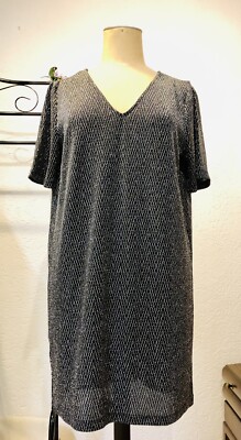 Partykleid Festlich Glitzer Schwarz/Silber Gr. 38/40