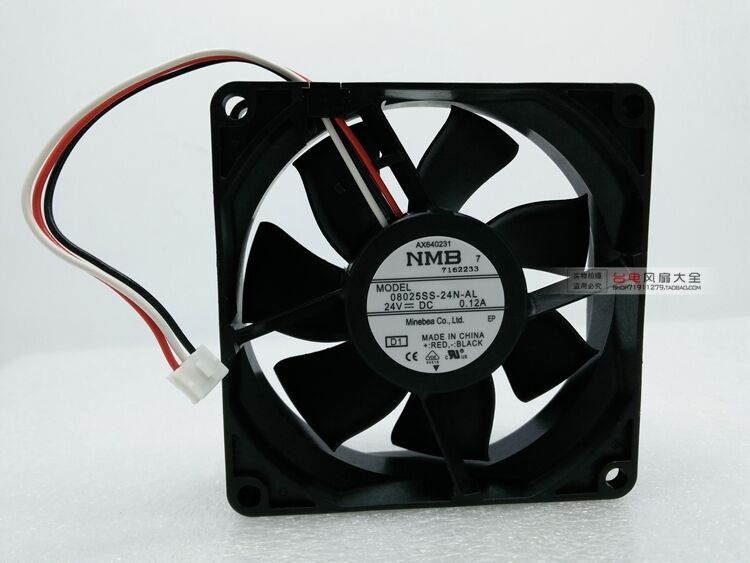 NMB 08025SS-24N-AL Server Square Fan DC 24V 0.12A 80x80x25mm 3wire 3-Pin