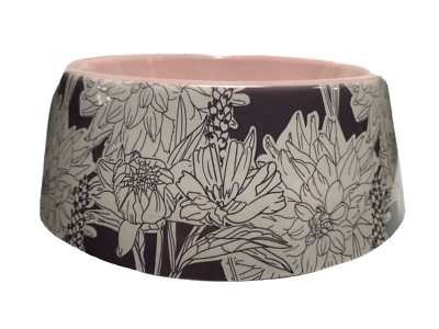 Whisker City Melanine Mums in Pink/Gray 12 oz Cat Bowl - No Slip Grip