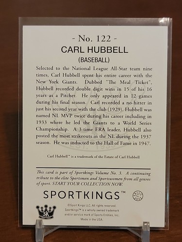 2022 Sport kings #122 Carl Hubbell Sport Kings Gum HOF Baseball - Picture 2 of 2