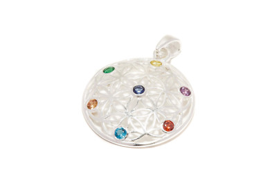Flower of Life Loreen Pendant Crystal 925er Silver Symbol Jewelry - New