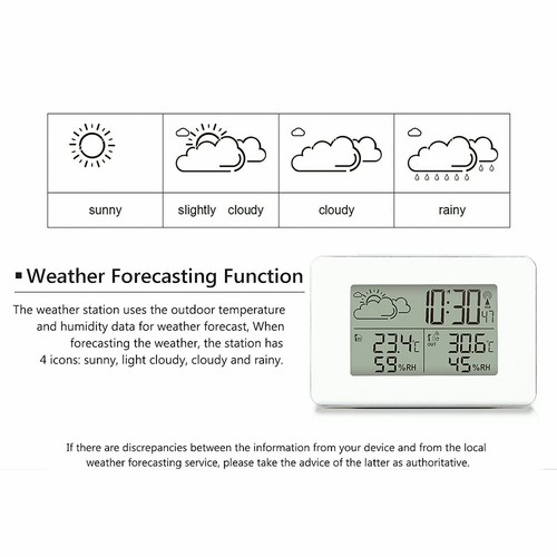 Wireless Weather Station Indoor & Outdoor Digital LCD Clock Thermometer Humidity - Picture 9 of 10
