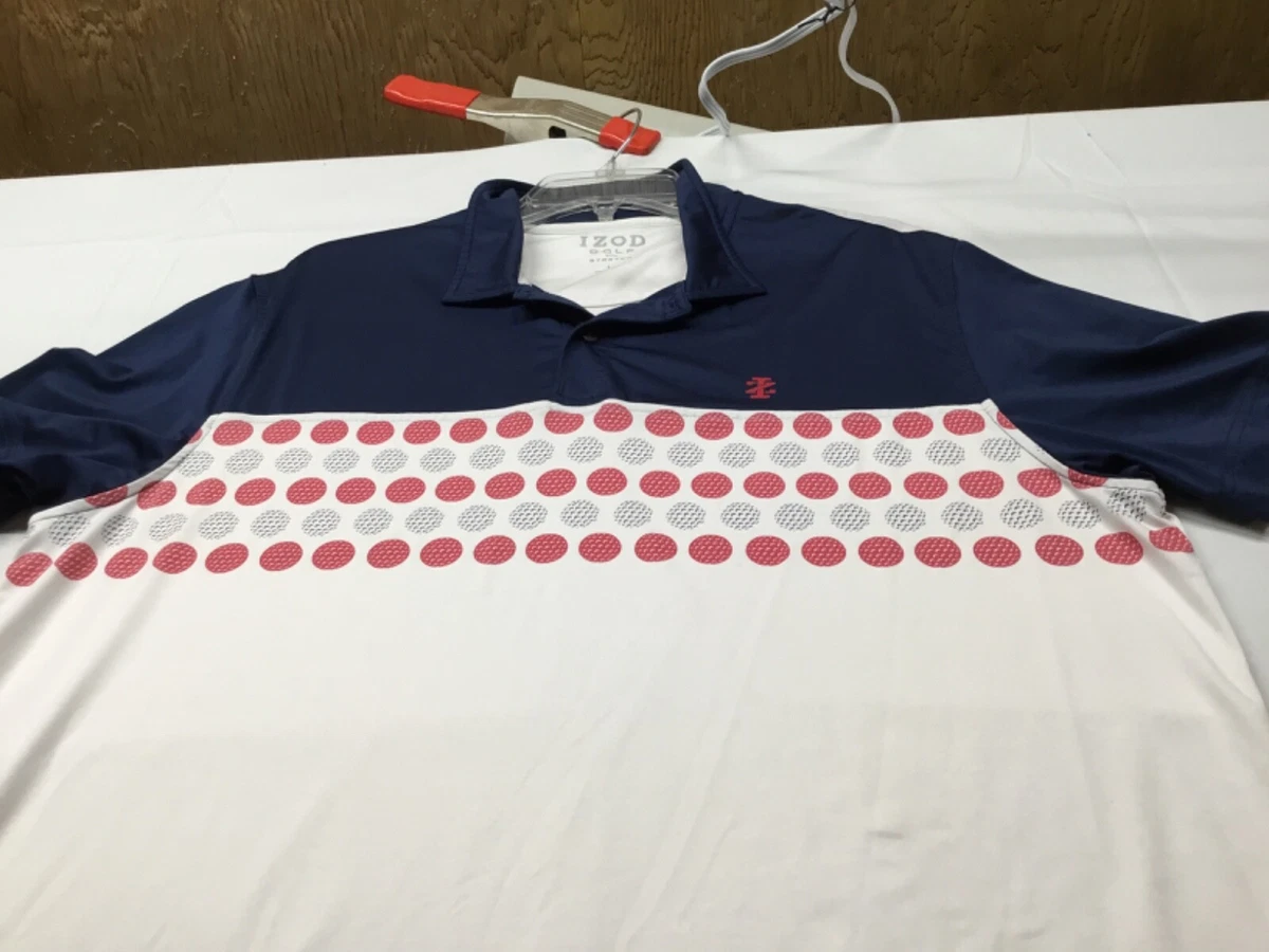 Izod Shirt Mens Large Blue Dri Fit Performance Golf Ball Stretch