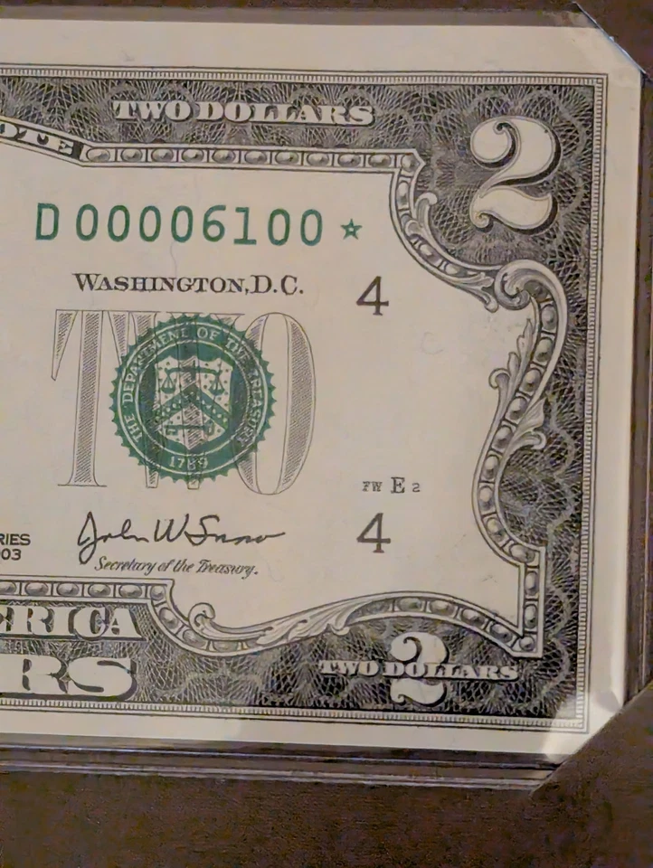 2003 $2* FRN Cleveland Star Note Serial Number D00006100* - Image 3 of 3