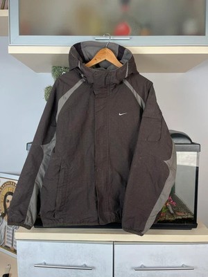 Nike Men s M Reversible Jacket Brown Grey Hooded Coat Fleece