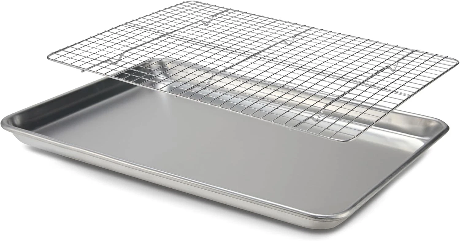 Baking Sheet Pan & Cooling Rack Half Sheet 18" x 13" Aluminum Cookie Sheets &