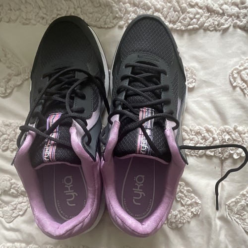 Ryka Dash Pro Women’s Walking Sneakers Black/Purple Mesh Lace-Up Comfort