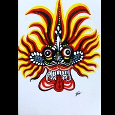 ACEO Original Ceylon Traditional mask Face Acrylic Pop Art Hand Painting NEW