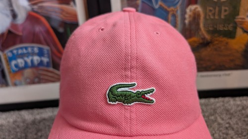 Lacoste Hat Mens Strap Back Baseball Cap OSFA Pink Croc Logo Preppy Dad Golf - Picture 2 of 12
