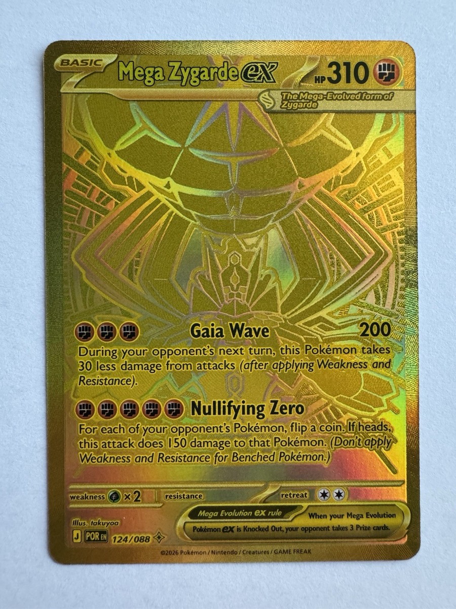 Pokemon TCG Mega Zygarde EX 124/088 Gold Mega Hyper Rare Perfect