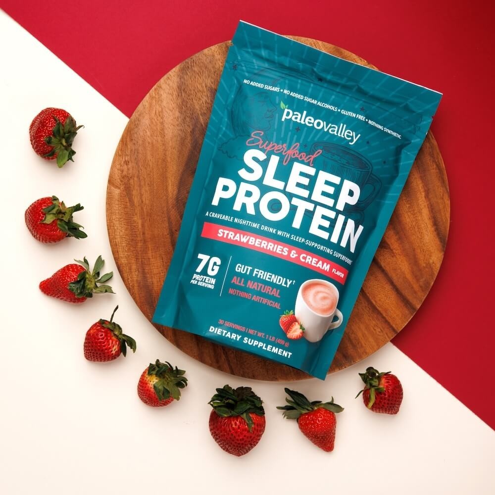 Sleep Protein Powder Strawberry Cream Nighttime Recovery Drink 7g Protein
