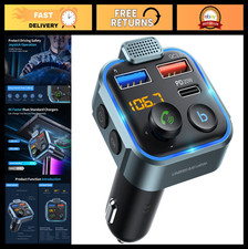 Bluetooth 5.3 FM Transmitter for Car - PD 20W QC 3.0 Charger, HiFi Bass Sound, H