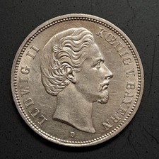5 Mark Bayern Ludwig II 1874 D J-42 Pr&auml;gefrisch, fast Stgl. siehe Bilder im Etui