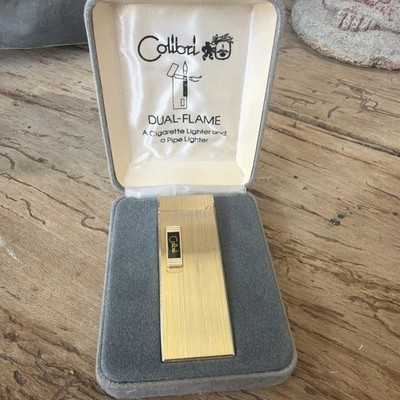 Vintage COLIBRI Gold Tone Slim Cigarette Lighter with Original Box & Instruction