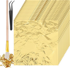 Gold Foil Paper, 150 Pcs Gold Leaf Sheets for Art Foil Art for Crafts, Rock P...