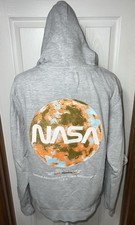 NASA Hoodie Sweatshirt Pullover Grey/Orange Light Unisex Men  s S Women  s M 