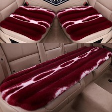 Faux Sheepskin Car Seat Cover Thin Fluffy Cute Red Fur Car Seat Cover Full S...
