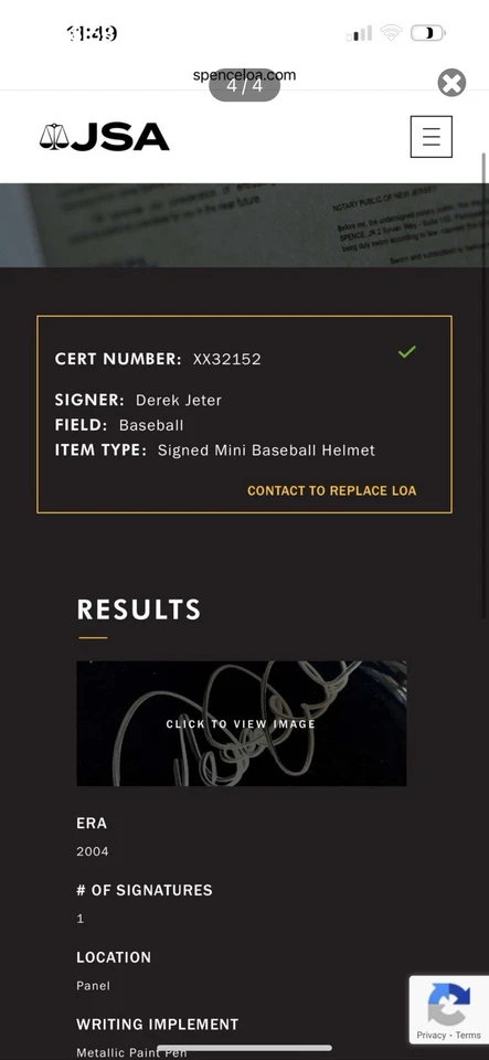 Мини-шлем с автографом Дерека Джетера из Yankees письмо подлинности JSA. - Изображение 4 из 4