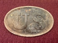 Civil War US Cartridge Box Plate Dug Excellent Condition w/ Hooks - Richmond, Va