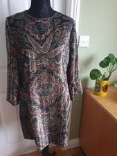 BNWT ZARA Printed Velvet Mini Dress Green Womens Paisley Size Small