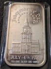 Vintage 1973 Independence Day 1 troy  oz Art  Silver .999 Bar