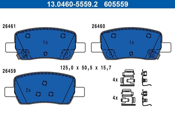 ATE 13.0460-5559.2 Bremsbelagsatz Hinten , Passt Zu: Hyundai Santa FE Iv, Santa-image