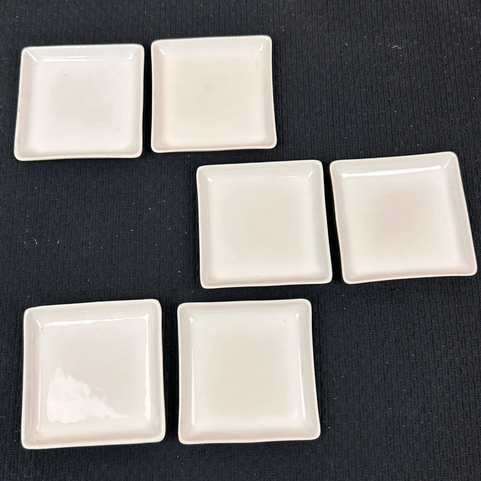 Limoges France White Porcelain Square Butter Pats Trinket Dishes Set of 6 3in