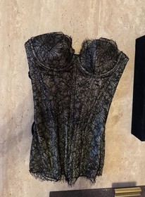 Rare Agent Provocateur Metallic Eyelash Lace Corset BNWT Size AP2