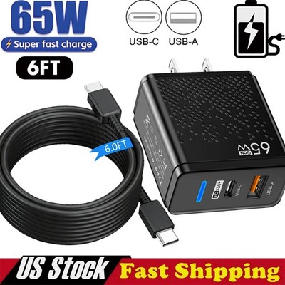 65W Fast Charging USB Type C Wall Charger For iPhone Samsung Google Motorola