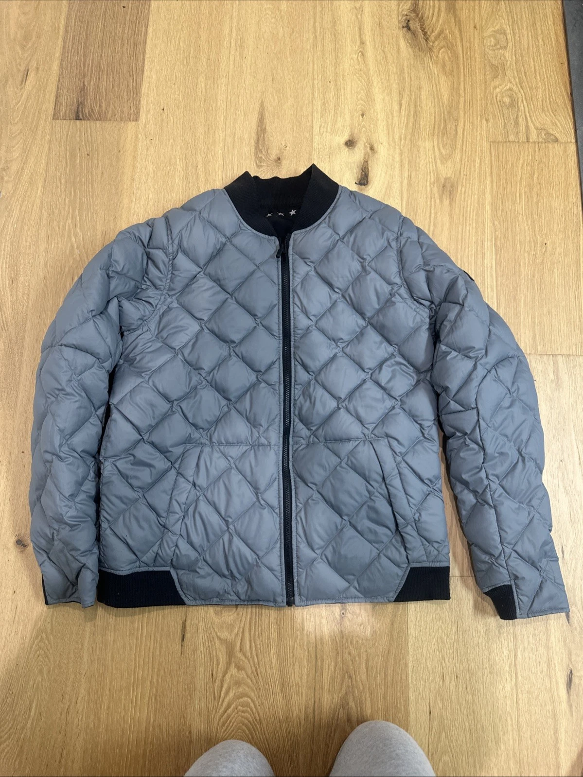 Nike Downtown 550 Reversible Black/Cool Grey Bomber Down Jacket  Men Size L image 7