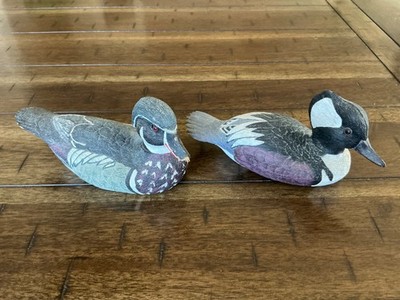 Two Hand-Carved Hand Painted Wooden Duck Decoy 6 