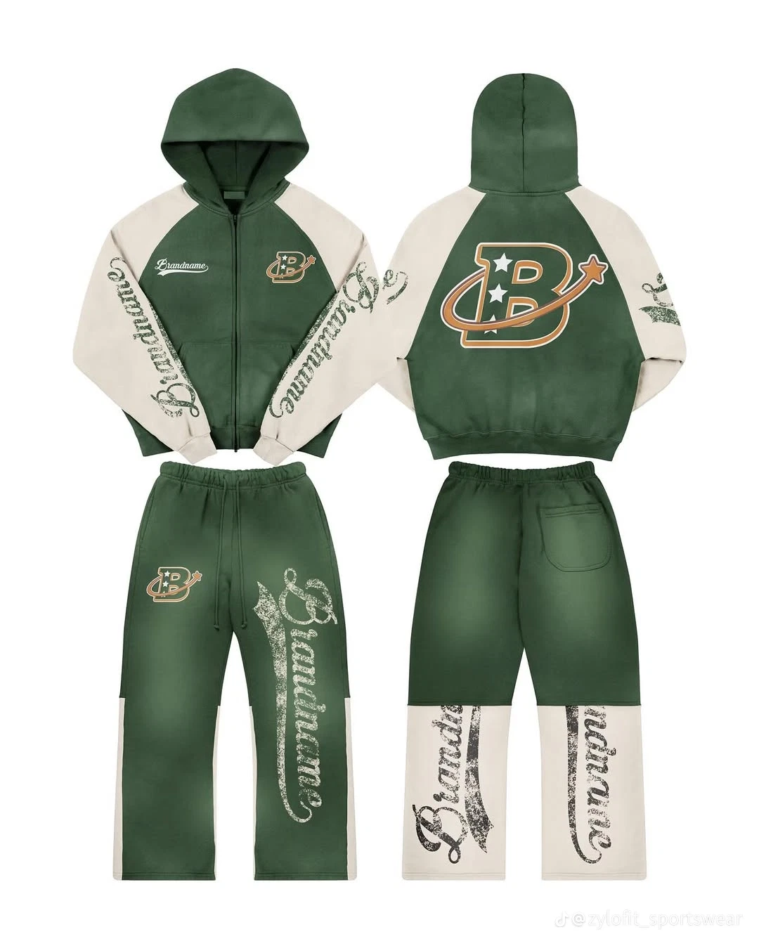 Mens Graphic Hoodie & Sweatpants Set, Get Your Own Custom name On It