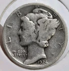 1924-D Mercury Dime circulated 90% Silver  VG Very Good to Fine F