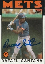 RAFAEL SANTANA  NEW YORK METS  SIGNED 1986 TOPPS CARD #587