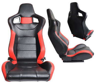 Ford Racing Chair NEW 1 Pair NEW Black & Red PVC Leather Racing Seats RECLINABLE FOR ALL ...