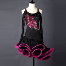 Latin Dance Dress Salsa Tango Cha cha Ballroom Rhinestone Competition Dress 241