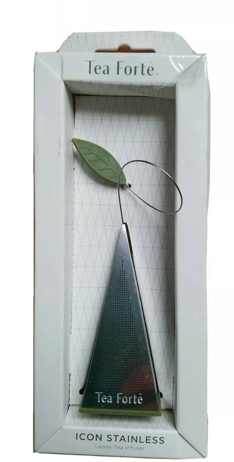 Tea Forte Icon Stainless Steel Loose Tea Infuser Pyramid w/Iconic Leaf GIFT,NEW