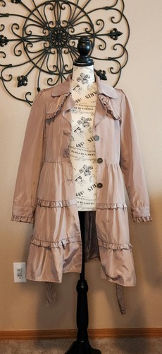 Darling Long Lightweight Jacket Sz M Taupe Duster Lagen Boho EUC Fairy Cottage - Picture 3 of 5