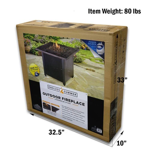 Endless Summer 30" Outdoor Propane Black Glass Top Fire Pit (White Fire